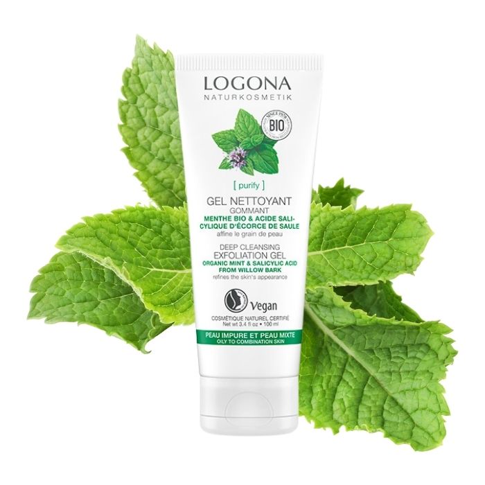 Gel peeling, c&oacute;mo eliminar los granos con la rutina facial purificante Logona con menta